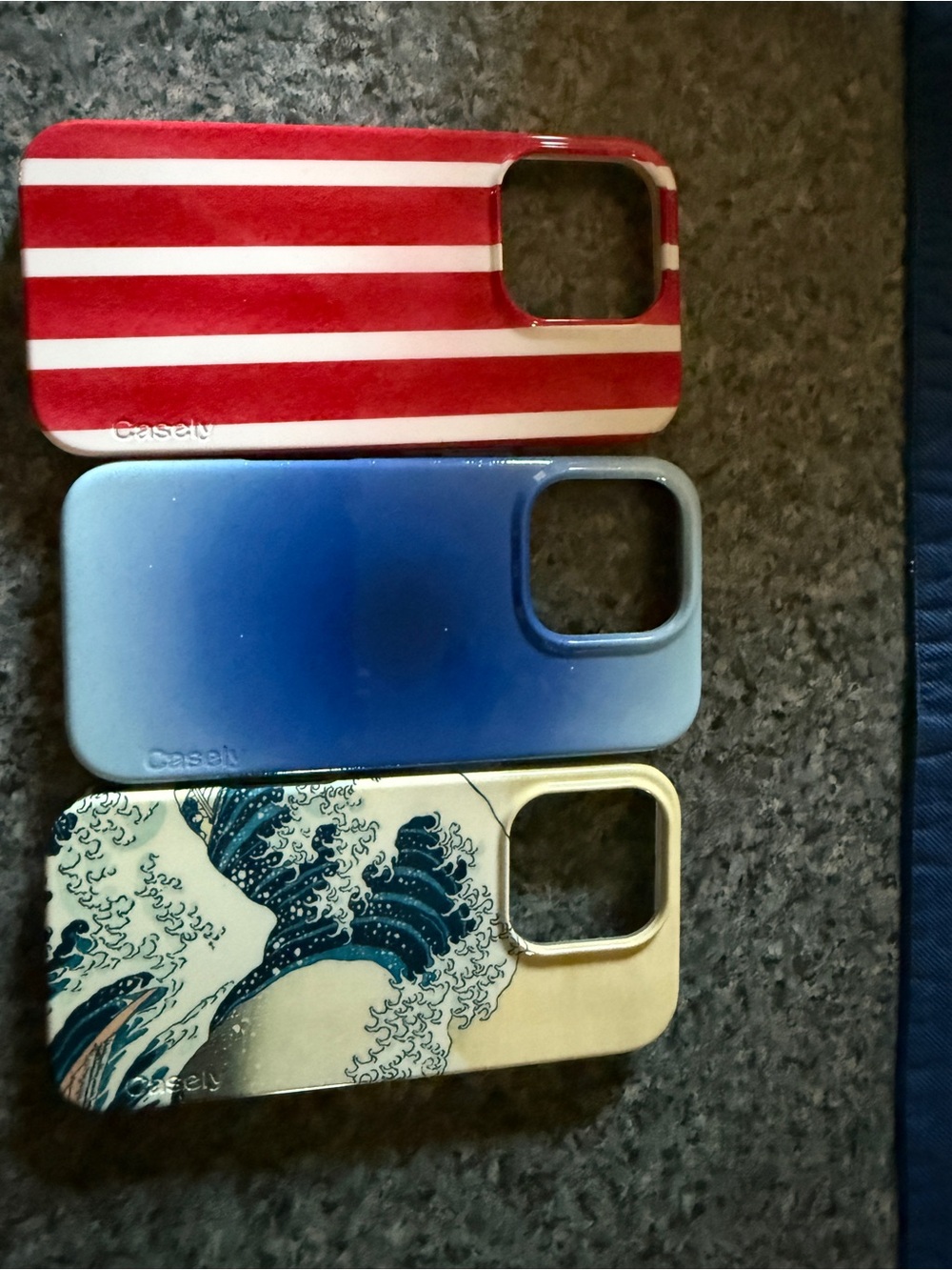 Casetify Red & White Stripe, Blue Gradient, and Wave Art iPhone Case Bundle